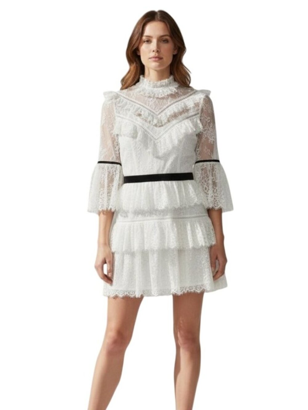 Self-Portrait White Guipure Fine Lace Mini Dress NWOT - Size XS